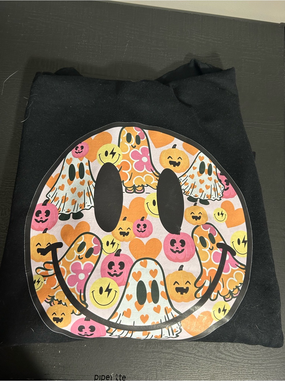 Gildan Black Sweatshirt with Halloween Smile Graphic